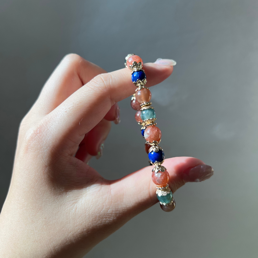 出走|Getaway|獨家設計系列|金太陽石藍綠晶青金石手鍊