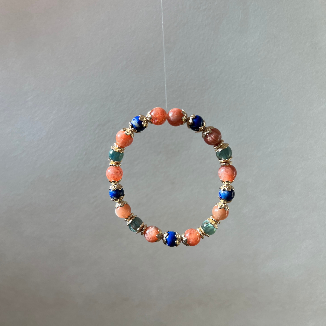 出走|Getaway|獨家設計系列|金太陽石藍綠晶青金石手鍊