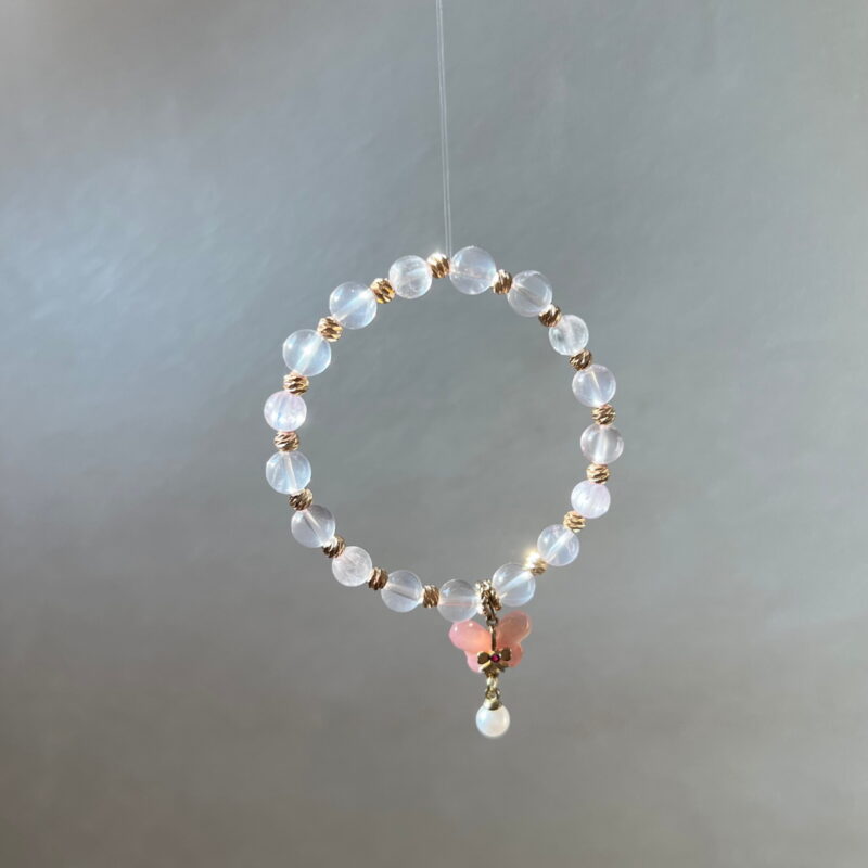 蝴蝶夢 Dream Butterfly｜獨家設計系列｜紫鋰輝粉水晶手鍊