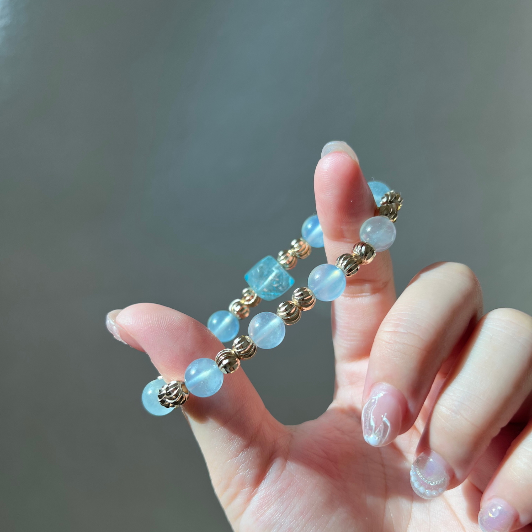 蘇打|Crystal Soda|獨家設計系列|海藍寶藍托帕石手鍊