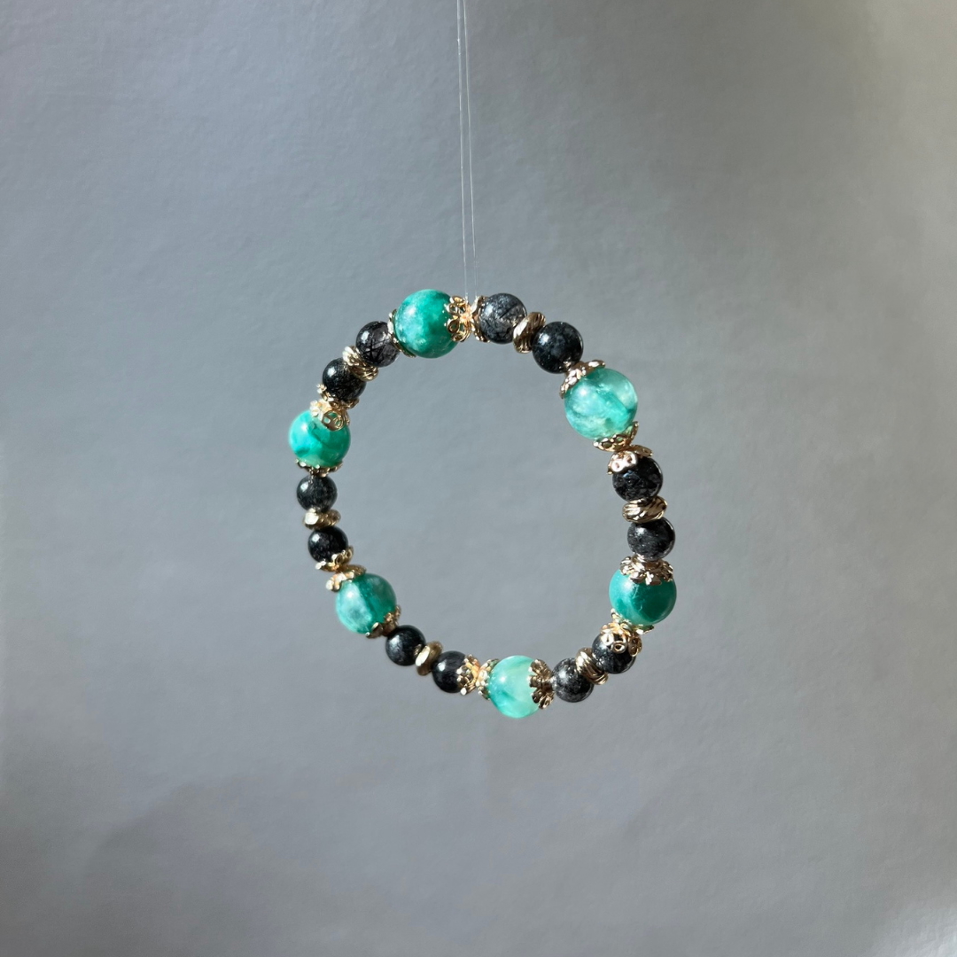 祖母的花園|Emerald Garden|獨家設計系列|綠祖母晶黑髮晶手鍊