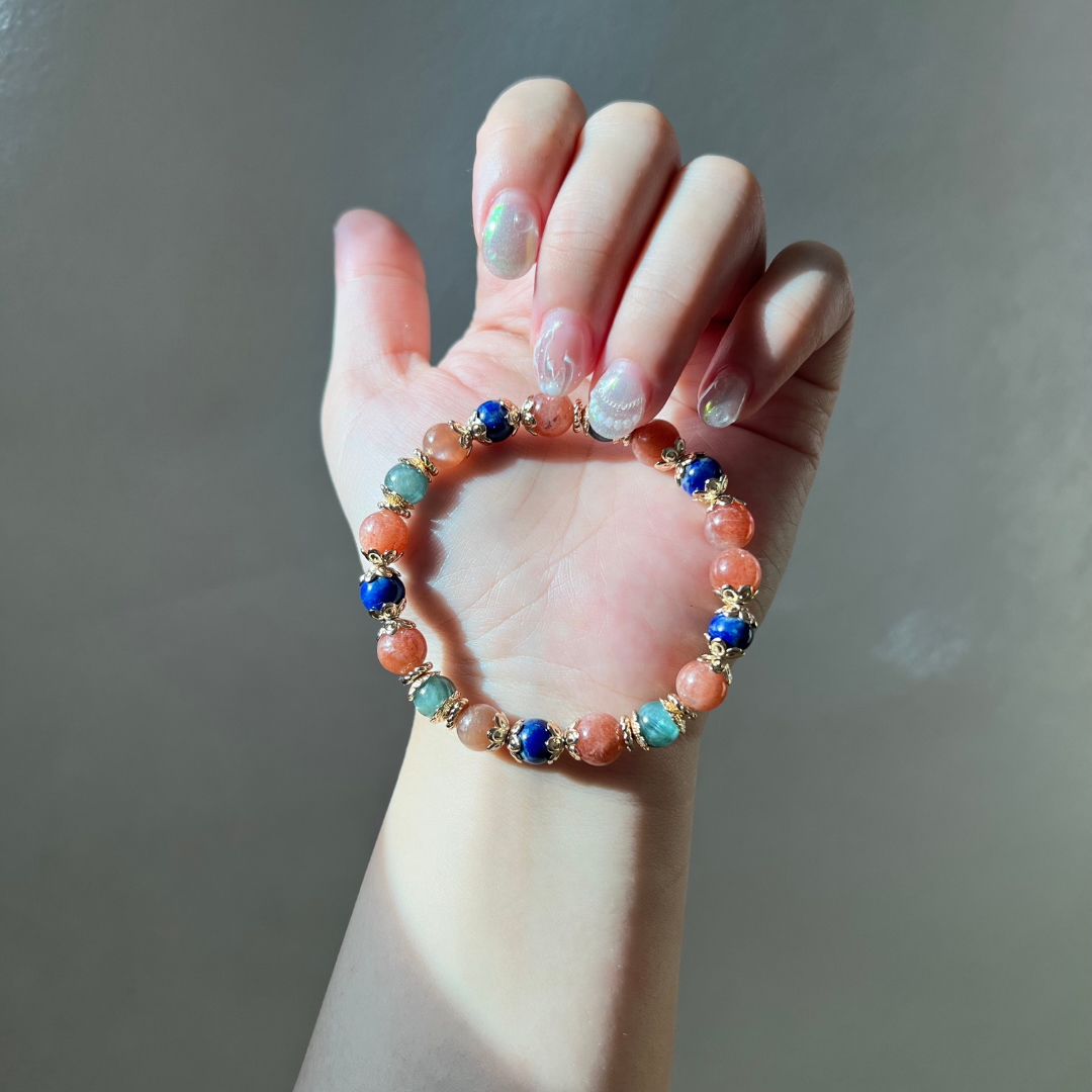 出走|Getaway|獨家設計系列|金太陽石藍綠晶青金石手鍊