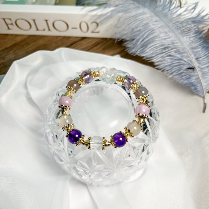 王牌 Ace｜貔貅系列｜紫水晶白水晶方糖白水晶貔貅手鍊
