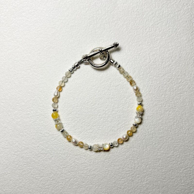 檸檬糖 Lemon Candy｜糖果系列｜黃水晶淡水珍珠金絲硨磲手鍊